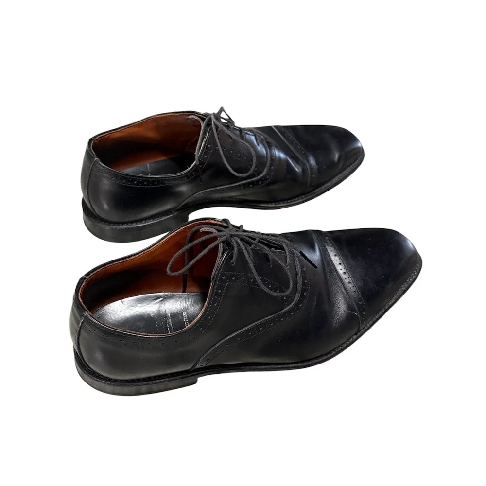 Allen Edmonds Evanston Oxford Mens 11 D Black Cap Toe Brogue Dress Shoes‎